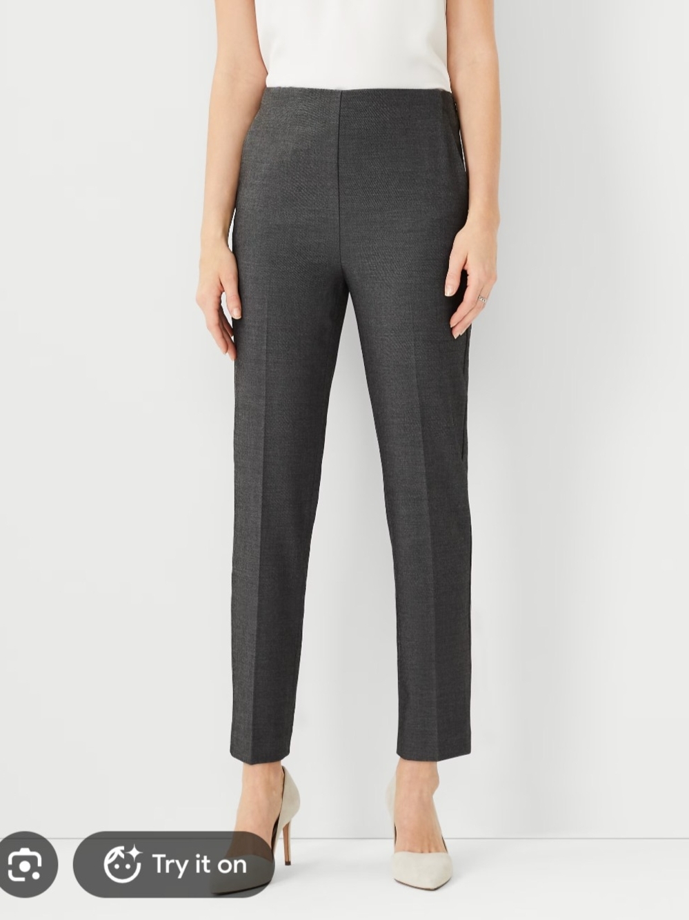 Ann Taylor The Side Zip Ankle Pants In Dark Charcoal